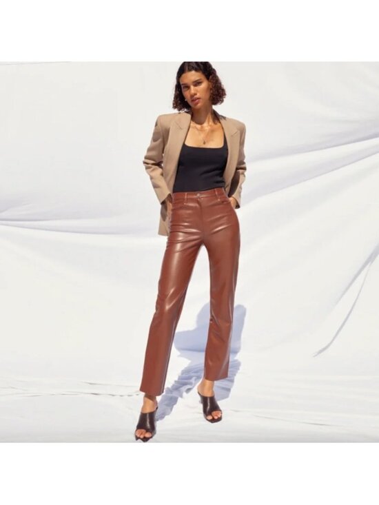 Wilfred Pants - Aritzia NWT Wilfred Melina Vegan Leather High Rise Straight Leg Pants Size 2